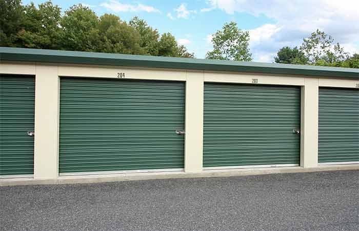 Large drive-up storage units with easy access.